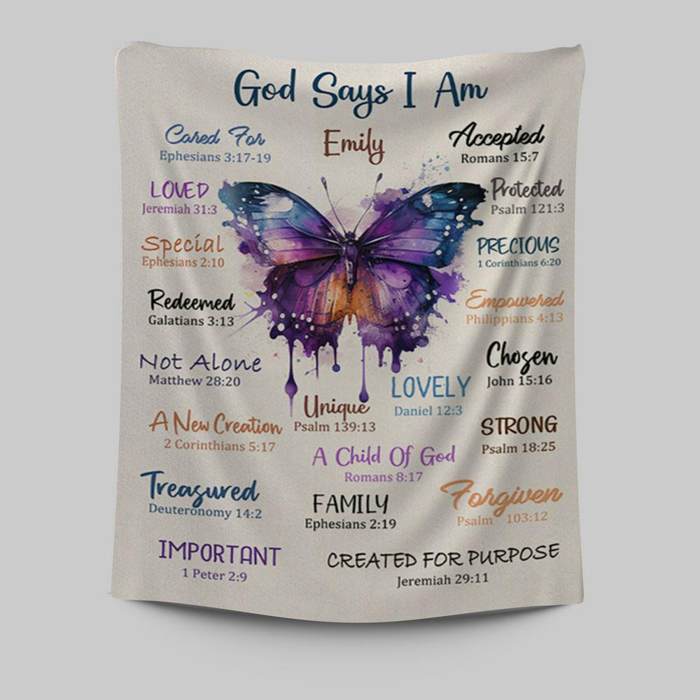 God Says About You Personalized Tapestry Wall Art - Christian Tapestries Prints - Bible Verse Gift For Women Of God