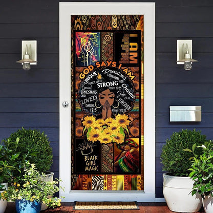 God Says I Am Black Woman Door Cover, Christian Door Decor, Door Christian Church, Christian Door Plaques