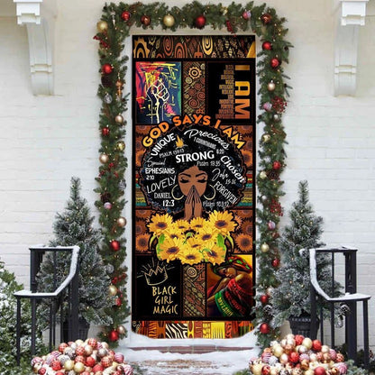 God Says I Am Black Woman Door Cover, Christian Door Decor, Door Christian Church, Christian Door Plaques