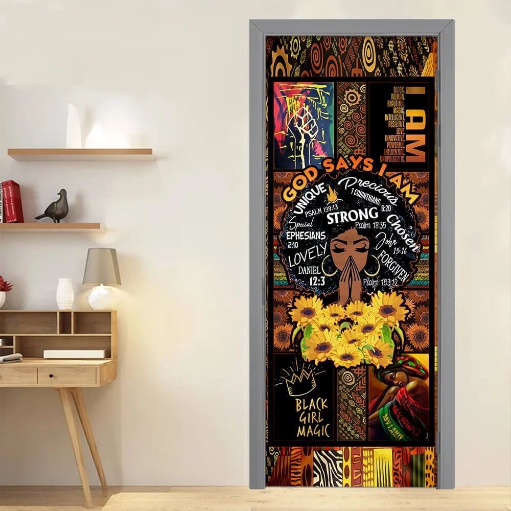 God Says I Am Black Woman Door Cover, Christian Door Decor, Door Christian Church, Christian Door Plaques