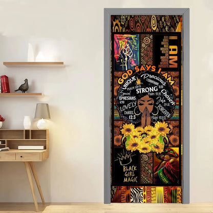 God Says I Am Black Woman Door Cover, Christian Door Decor, Door Christian Church, Christian Door Plaques