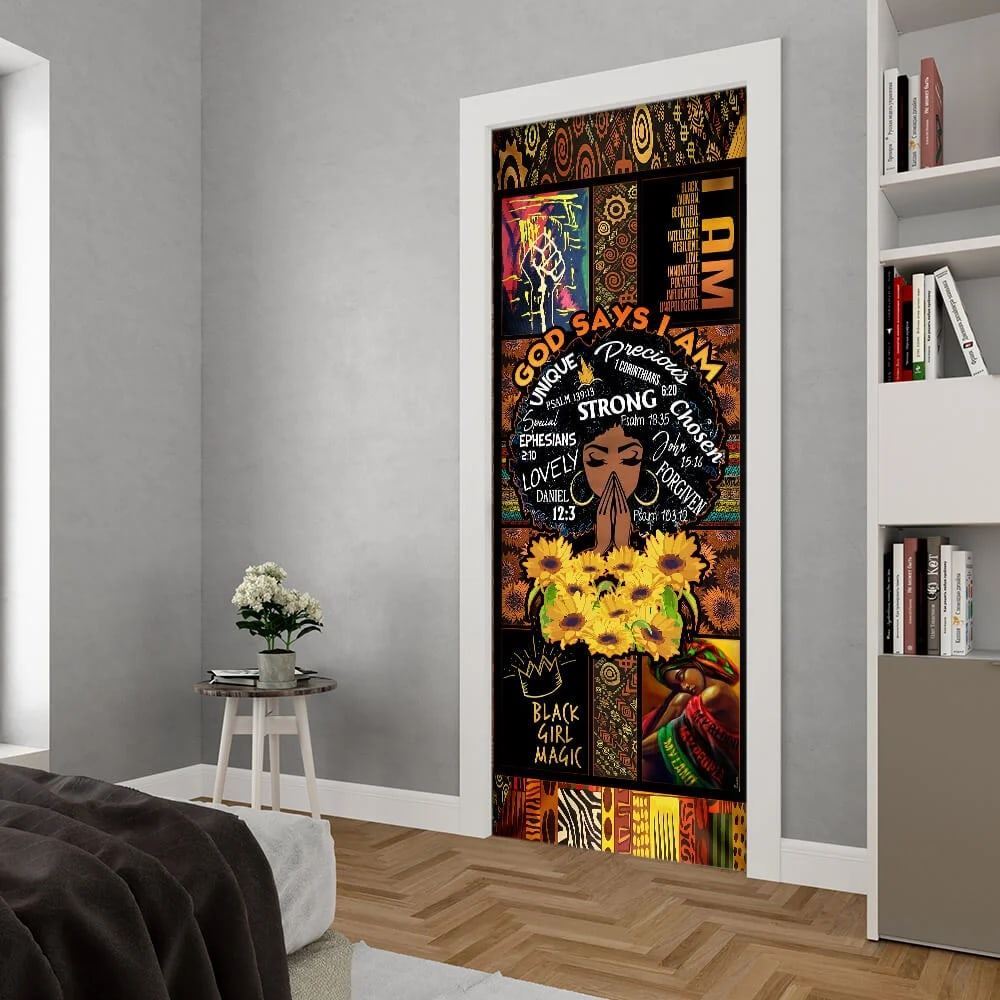 God Says I Am Black Woman Door Cover, Christian Door Decor, Door Christian Church, Christian Door Plaques