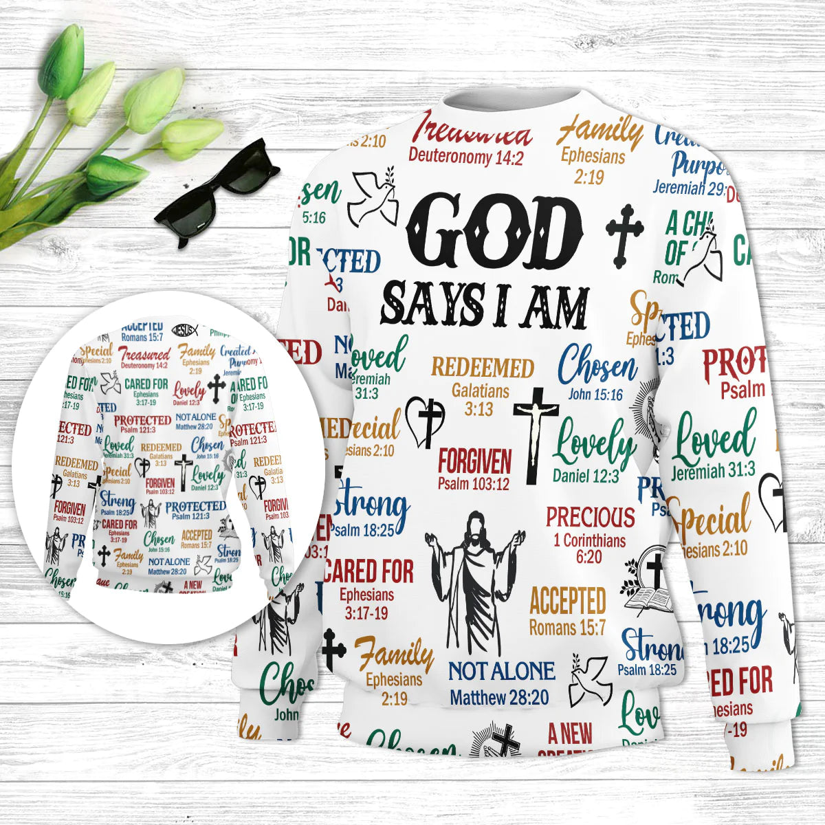 God Says I Am Ugly Christmas Sweater - Christian Unisex Sweater - Religious Christmas Gift