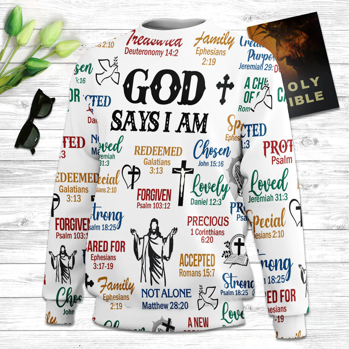 God Says I Am Ugly Christmas Sweater - Christian Unisex Sweater - Religious Christmas Gift