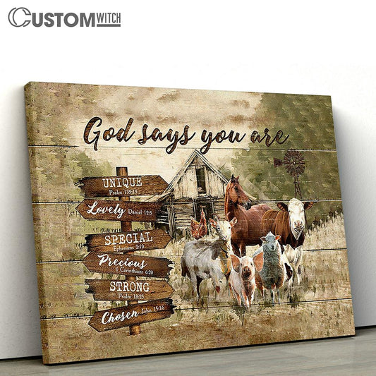 God Says You Are Animal Peaceful Farmhouse Canvas Wall Art - Bible Verse Canvas - Religious Prints