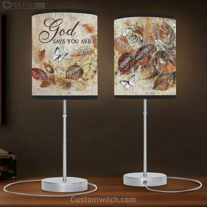 God Says You Are Autumn Leaves White Butterfly Table Lamb Gift - Bible Verse Table Lamb - Religious Bedroom Decor