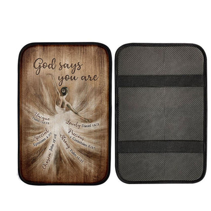 God Says You Are Ballerina Vintage Car Center Console Cover, Christian Car Accessories