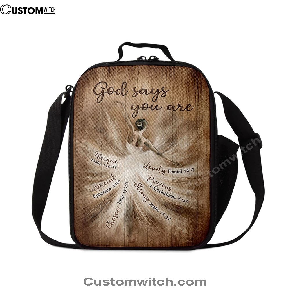 God Says You Are Ballerina Vintage Lunch Bag, Christian Lunch Bag, Religious Lunch Box For School, Picnic