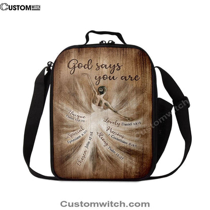 God Says You Are Ballerina Vintage Lunch Bag, Christian Lunch Bag, Religious Lunch Box For School, Picnic