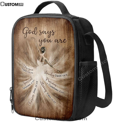 God Says You Are Ballerina Vintage Lunch Bag, Christian Lunch Bag, Religious Lunch Box For School, Picnic