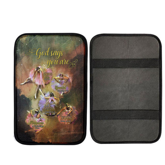 God Says You Are Ballet Dancer Ballet Car Center Console Cover, Christian Car Accessories