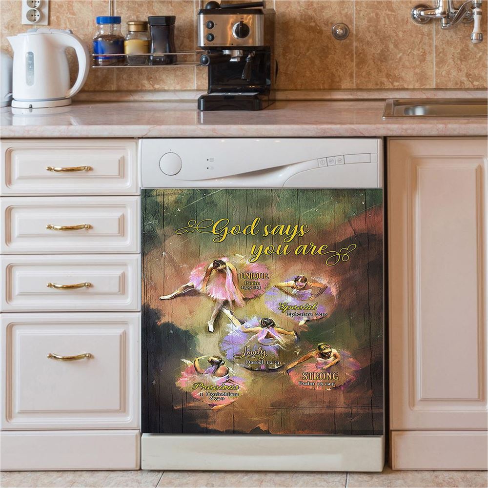God Says You Are Ballet Dancer Ballet Dishwasher Cover, Christian Dishwasher Stickers, Bible Verse Kitchen Decor