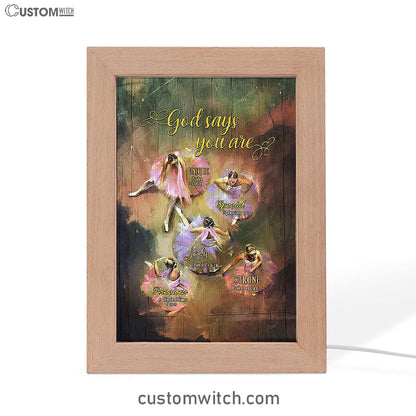 God Says You Are Ballet Dancer Ballet Frame Lamp Art - Christian Night Light - Bible Verse Wooden Lamp