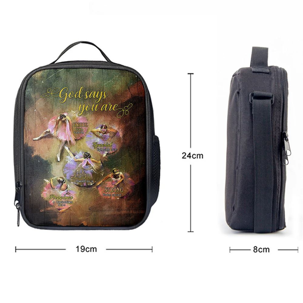 God Says You Are Ballet Dancer Ballet Lunch Bag, Christian Lunch Bag, Religious Lunch Box For School, Picnic