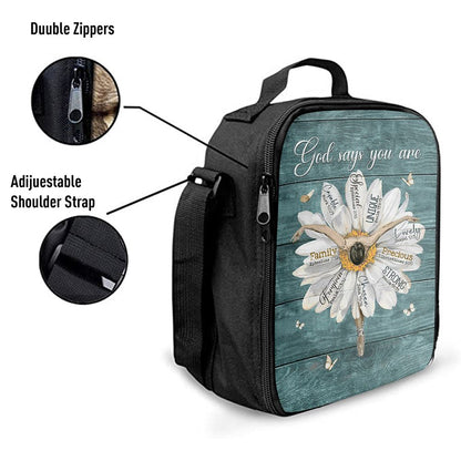 God Says You Are Ballet Dancer White Daisy White Butterfly Lunch Bag, Christian Lunch Bag, Religious Lunch Box For School, Picnic
