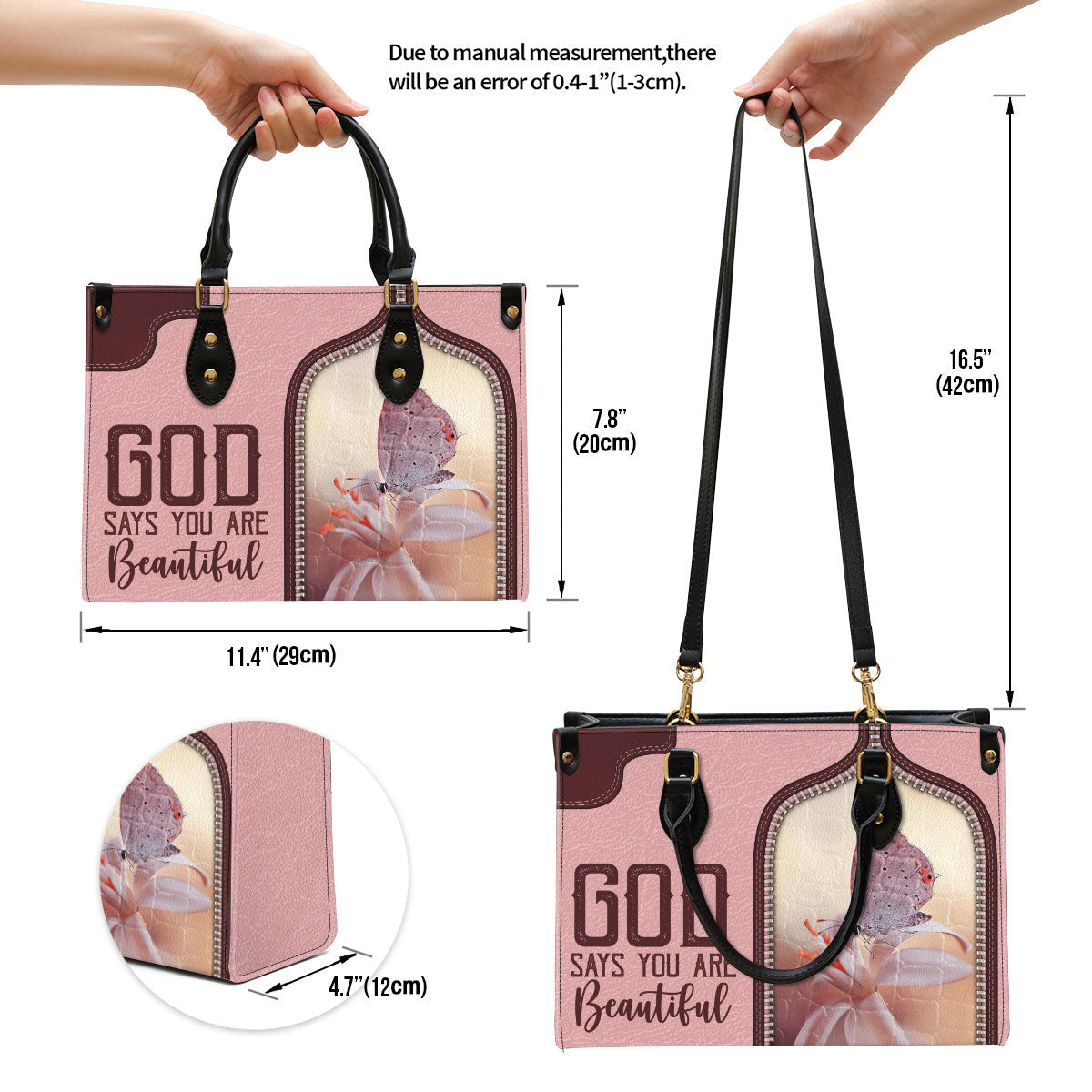 God Says You Are Beautiful, Lovely Butterfly Leather Bag, Christian Pu Leather Bags For Women