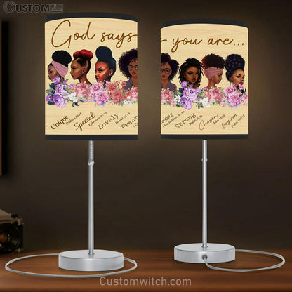 God Says You Are Black Women Table Lamb Gift - Christian Wall Table Lamb - Scripture Table Lamb Prints