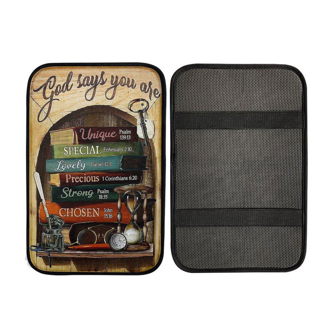 God Says You Are Book Glasses Car Center Console Cover, Christian Car Accessories