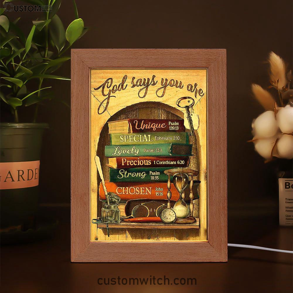 God Says You Are Book Glasses Frame Lamp Art - Christian Art - Bible Verse Art - Religious Home Decor