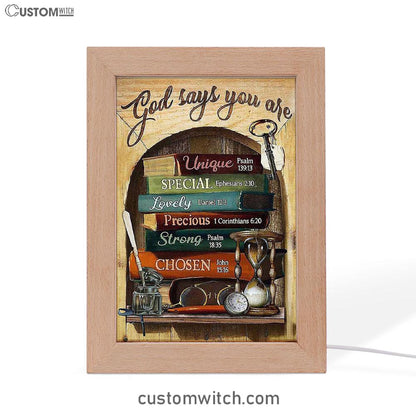 God Says You Are Book Glasses Frame Lamp Art - Christian Art - Bible Verse Art - Religious Home Decor