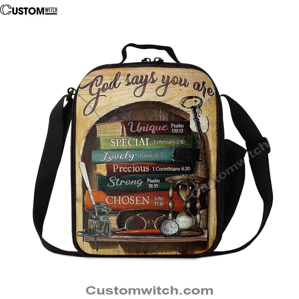 God Says You Are Book Glasses Lunch Bag, Christian Lunch Bag, Religious Lunch Box For School, Picnic