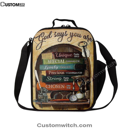 God Says You Are Book Glasses Lunch Bag, Christian Lunch Bag, Religious Lunch Box For School, Picnic