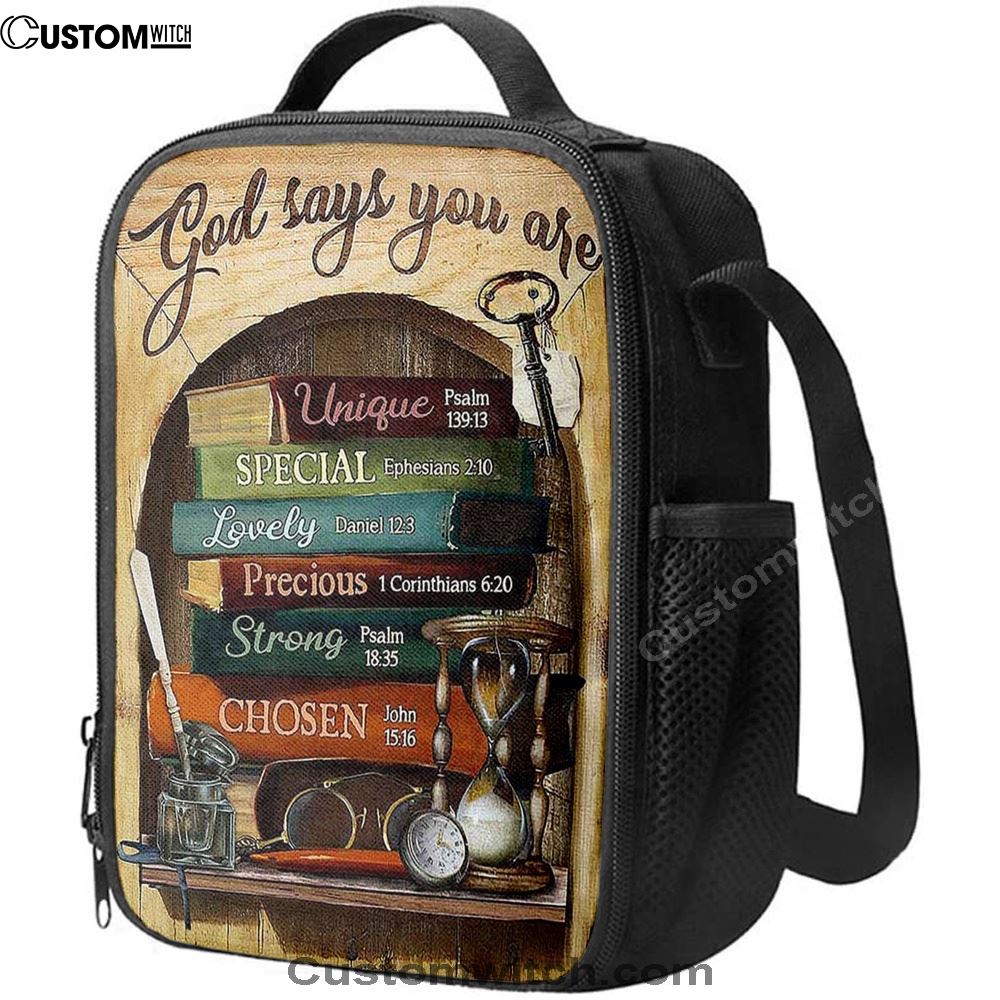 God Says You Are Book Glasses Lunch Bag, Christian Lunch Bag, Religious Lunch Box For School, Picnic