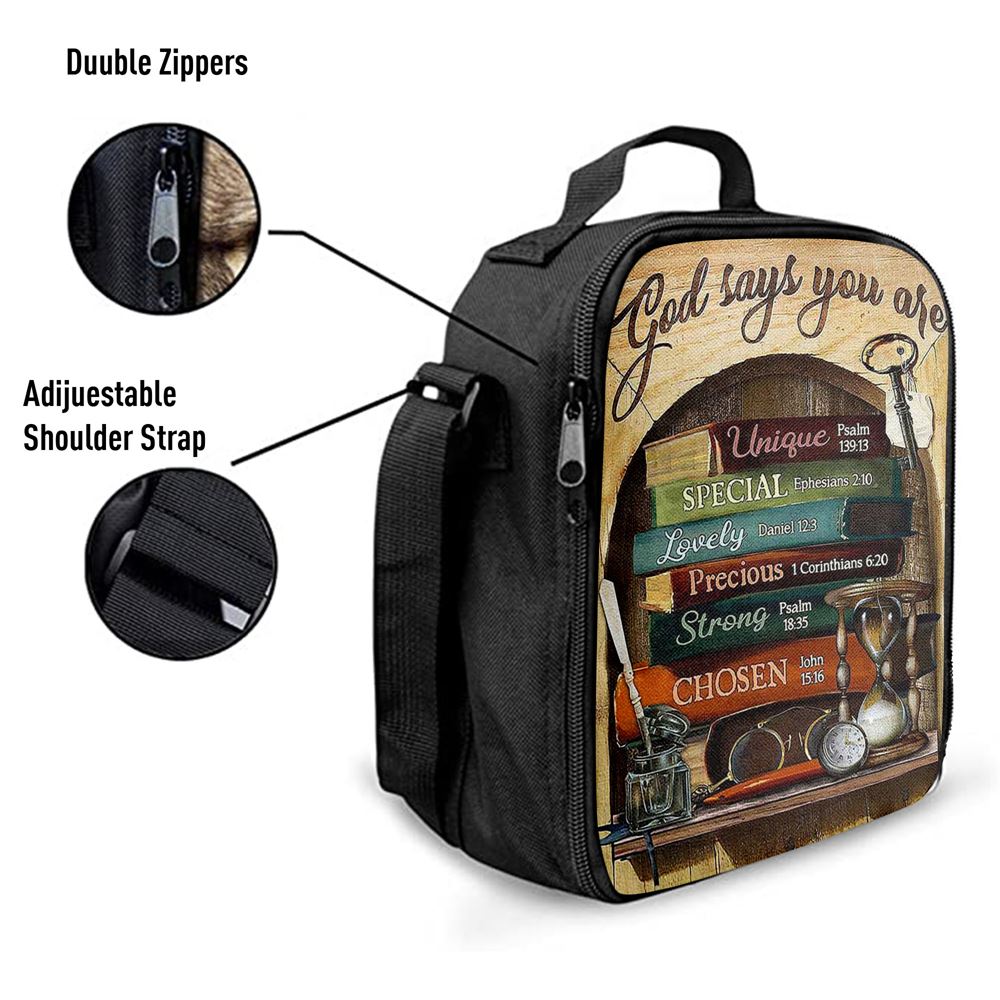 God Says You Are Book Glasses Lunch Bag, Christian Lunch Bag, Religious Lunch Box For School, Picnic