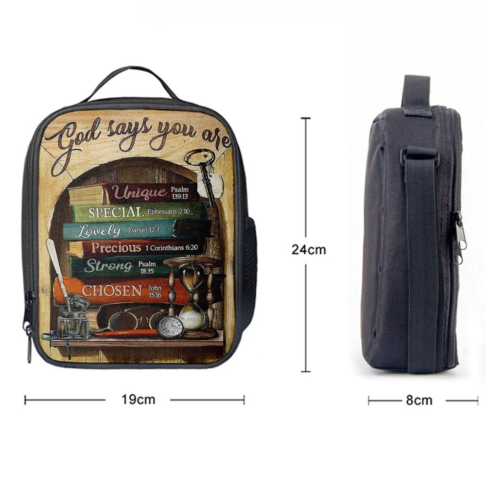 God Says You Are Book Glasses Lunch Bag, Christian Lunch Bag, Religious Lunch Box For School, Picnic