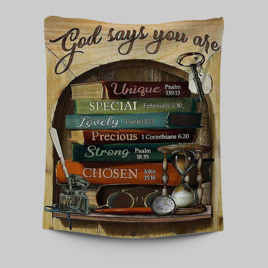 God Says You Are Book Glasses Tapestry Art - Christian Art - Bible Verse Wall Art - Religious Home Decor