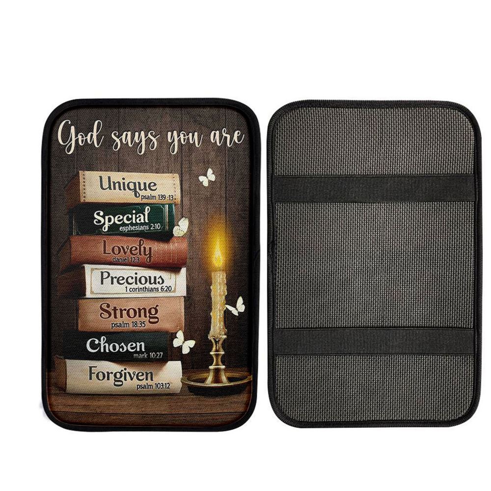 God Says You Are Book Vintage Bible Night Car Center Console Cover, Christian Car Accessories