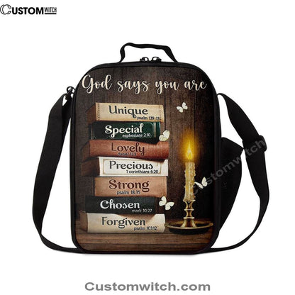 God Says You Are Book Vintage Bible Night Lunch Bag, Christian Lunch Bag, Religious Lunch Box For School, Picnic