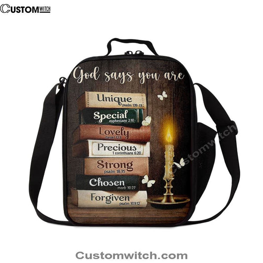 God Says You Are Book Vintage Bible Night Lunch Bag, Christian Lunch Bag, Religious Lunch Box For School, Picnic