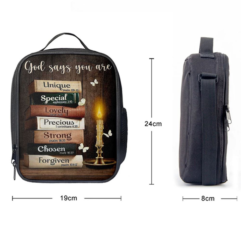 God Says You Are Book Vintage Bible Night Lunch Bag, Christian Lunch Bag, Religious Lunch Box For School, Picnic