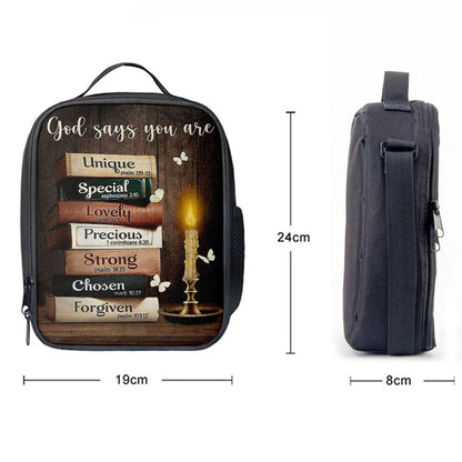 God Says You Are Book Vintage Bible Night Lunch Bag, Christian Lunch Bag, Religious Lunch Box For School, Picnic