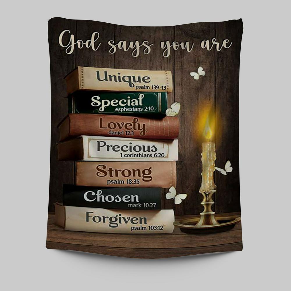 God Says You Are Book Vintage Bible Night Tapestry Wall Art - Christian Tapestries Prints - Bible Verse Tapestry Art