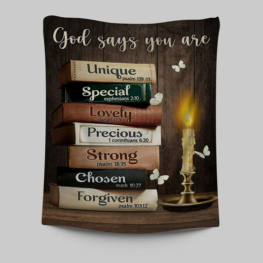 God Says You Are Book Vintage Bible Night Tapestry Wall Art - Christian Tapestries Prints - Bible Verse Tapestry Art