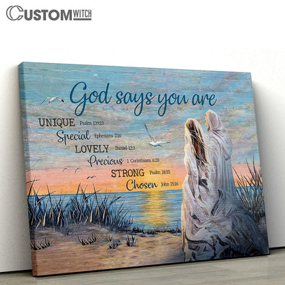 God Says You Are Canvas - Beautiful Girl Walks With Jesus Large Canvas Art - Christian Wall Decor - Religious Wall Decor