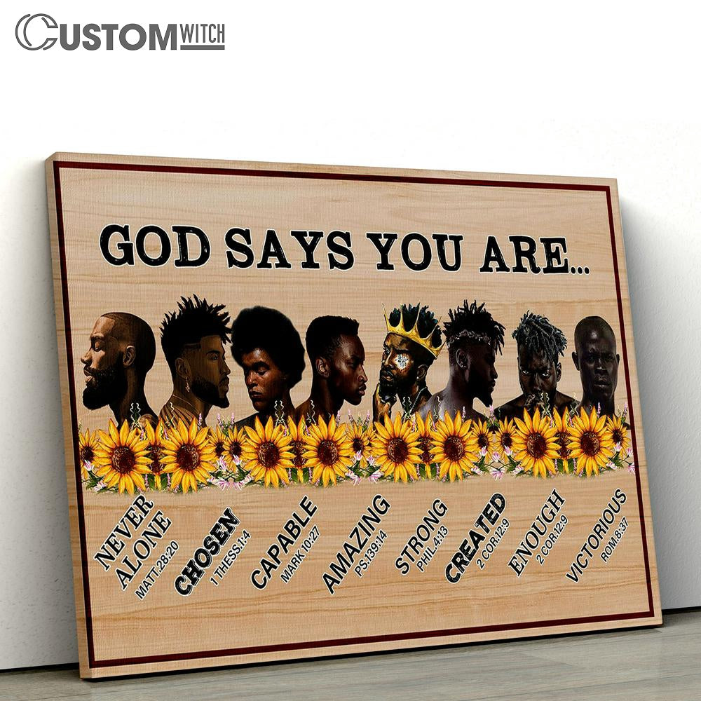 God Says You Are Canvas Wall Art - African American Black Men - Christian Wall Canvas - Scripture Canvas Prints