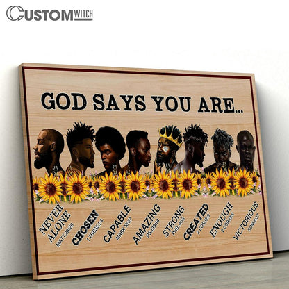 God Says You Are Canvas Wall Art - African American Black Men - Christian Wall Canvas - Scripture Canvas Prints