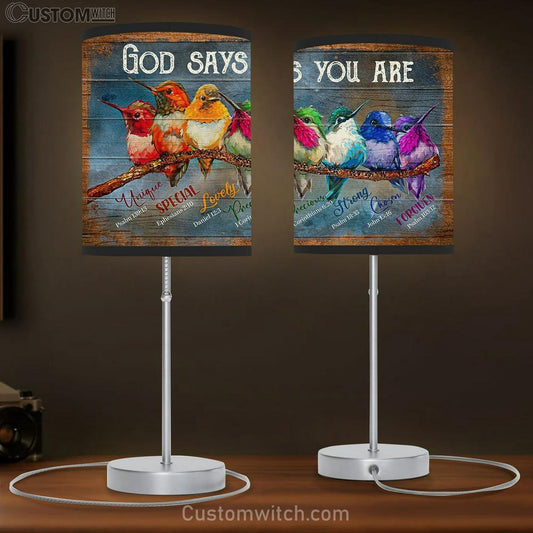 God Says You Are Colorful Birds Table Lamb Gift - Christian Wall Table Lamb - Scripture Table Lamb Prints
