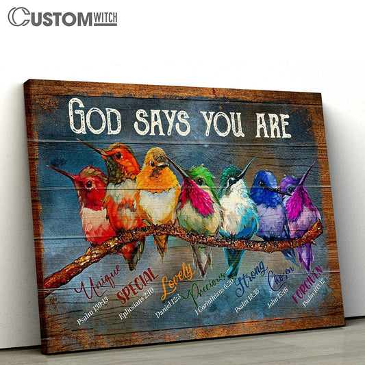 God Says You Are Colorful Birds Canvas Wall Art - Christian Wall Canvas - Scripture Canvas Prints