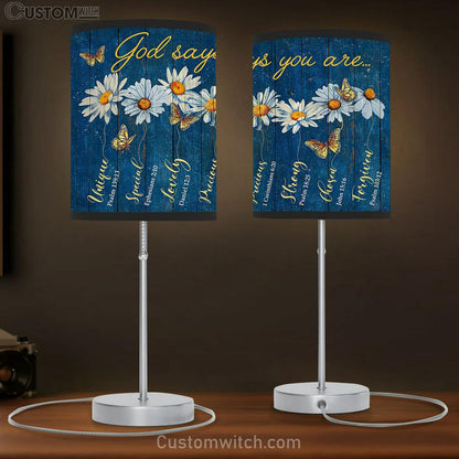 God Says You Are Daisy Table Lamb Wal Art - Christian Wall Table Lamb - Scripture Table Lamb Prints
