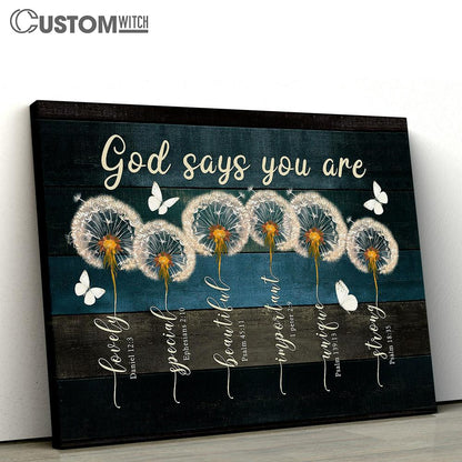 God Says You Are Dandelion Butterfly Canvas Wall Art - Bible Verse Canvas - Religious Prints