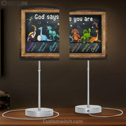 God Says You Are Dinosaur Little Star Table Lamb Gift - Bible Verse Table Lamb - Religious Bedroom Decor