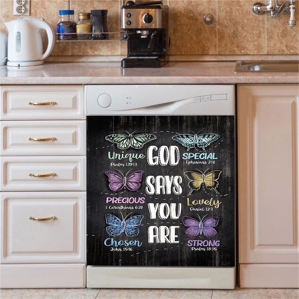 God Says You Are Dishwasher Cover, Bible Verse Dishwasher Stickers, Inspirational Kitchen Decor