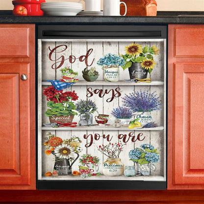 God Says You Are Female Warrior Dishwasher Cover, Knight Of God Dishwasher Stickers, Bible Verse Kitchen Decor