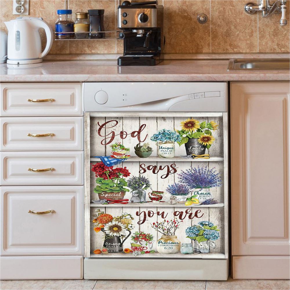 God Says You Are Female Warrior Dishwasher Cover, Knight Of God Dishwasher Stickers, Bible Verse Kitchen Decor