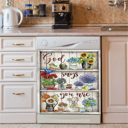 God Says You Are Female Warrior Dishwasher Cover, Knight Of God Dishwasher Stickers, Bible Verse Kitchen Decor