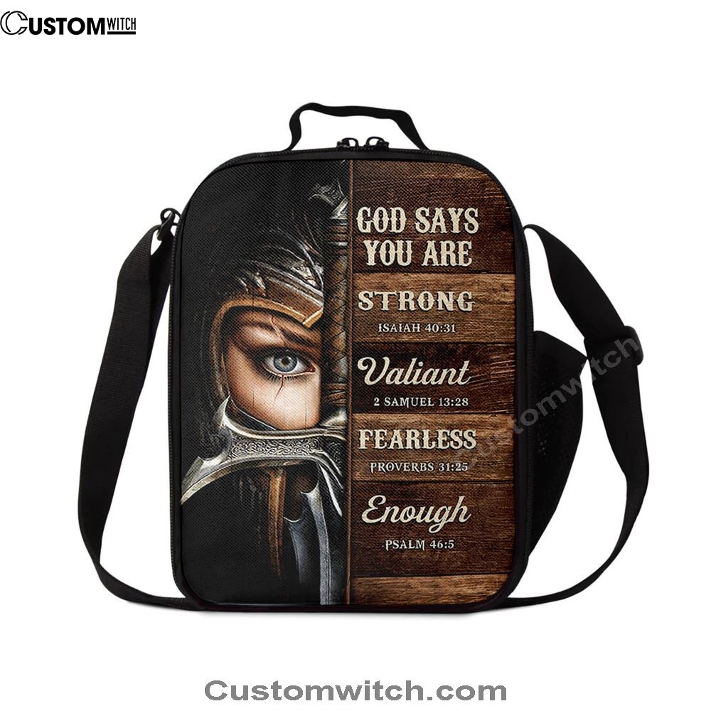 God Says You Are Female Warrior Lunch Bag, Knight Of God Lunch Bag, Christian Lunch Bag, Religious Lunch Box For School, Picnic